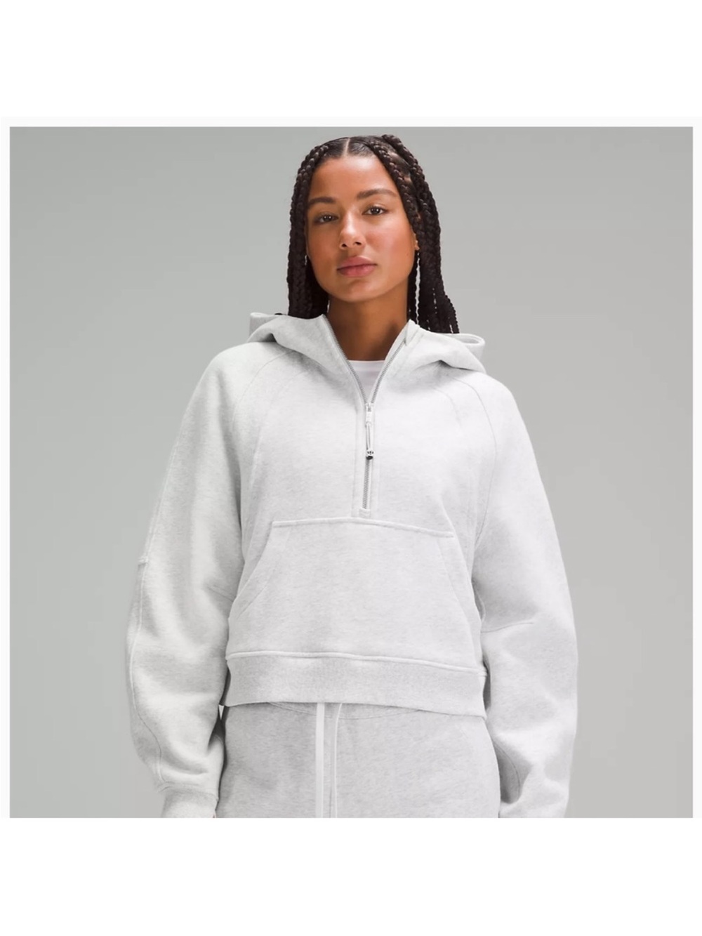 Lululemon Light Grey Scuba Hoodie Crop size M/L